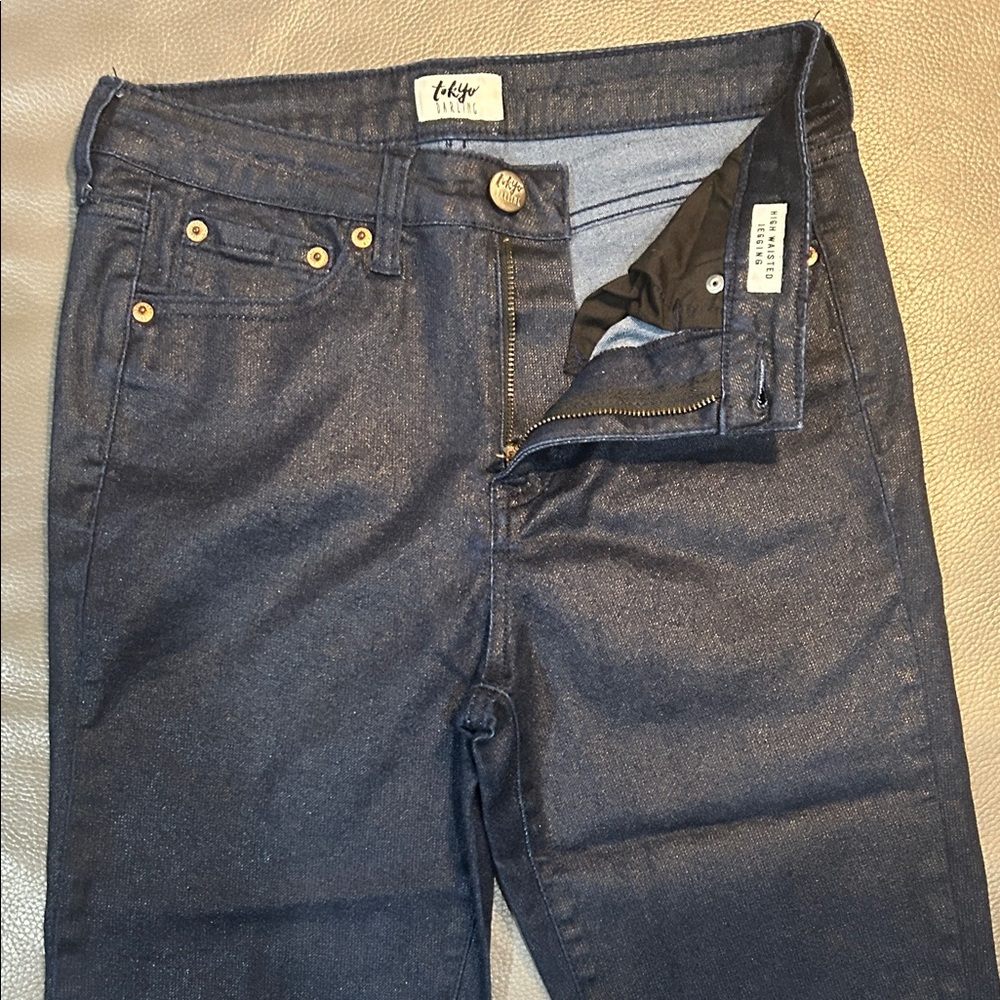 Tokyo Darling Dark Blue Sparkly Denim Jeans, size 4 NWOT - Picture 5 of 9
